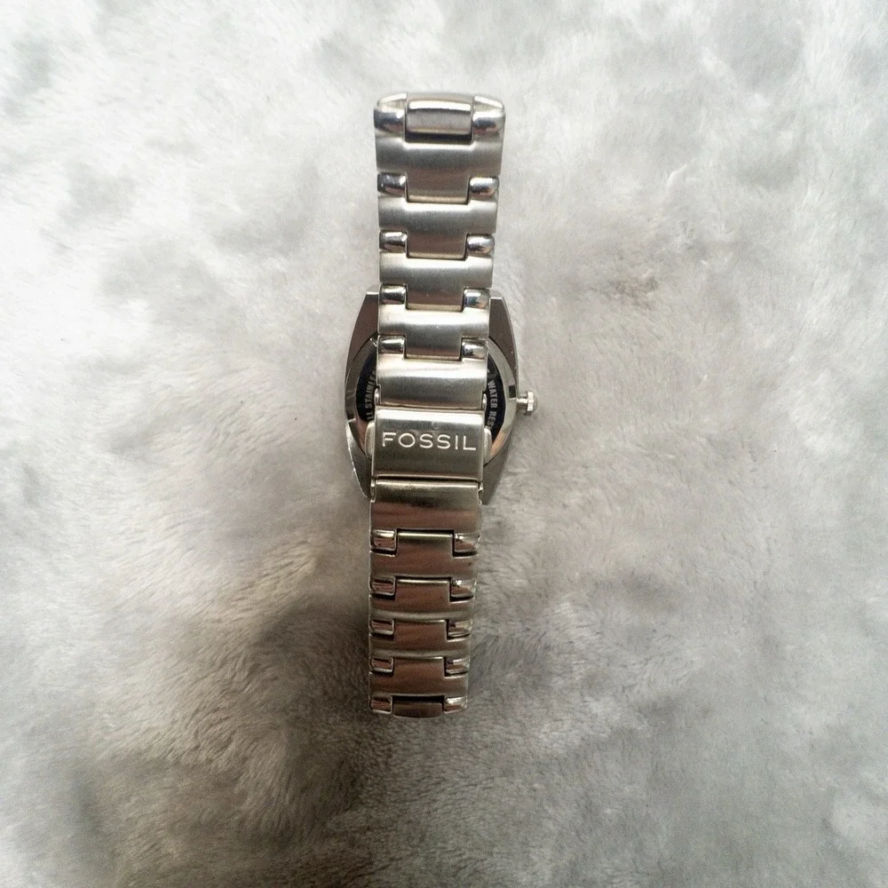 Vtg Fossil Arkitekt FS 2940 Blue Dial Silver Band 50 ATM
